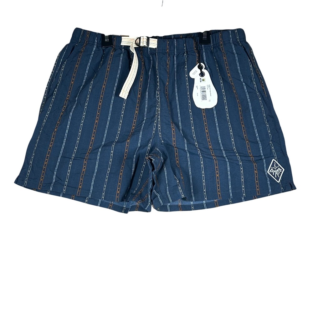 Prana Indio Heritage Shorts Mens Medium Stormy Night Blue Stripe 5 Inseam NWT